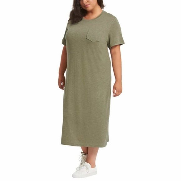 JESSICA SIMPSON Soft Slub Knit Midi Dress in Kalamata - NEW - Picture 1 of 3